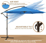 NEW MUCHENGHY 10ft Patio Umbrellas Offset Outdoor Umbrella Cantilever Hanging Umbrellas with Crank & Cross Base 8 Sturdy Ribs for Yard, Garden & Deck (Dark Blue), Retails $199+