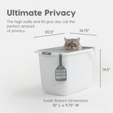 NEW IRIS USA Cat Litter Box, Rectangular Top Entry Litter Box with Scoop, Large Cat Litter Box Enclosure, Kitty Litter Box, Litter Box with Litter Catching Lid, White/Gray, Small Chip On Corner From Transport, Retails $78+