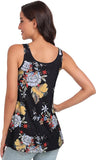 NEW ROSYLINE Women’s Tank Tops with Built in Shelf Bra Casual Flowy Swing Tank for Women Sleeveless, Black Floral, Sz XL