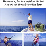 NEW Foldable Fishing Bucket, 23L Live Fish Container, Multi-Functional Bait Bucket, Outdoor Camping EVA Bag and Protection Bucket (ArmyGreen, 23L/6Gallon)