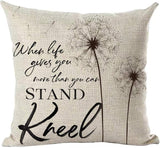 NEW Ramirar Black Word Art Quote When Life Gives You More Than You Can Stand Kneel Dandelions Decorative Throw Pillow Cover Case Home Living Room Bed Sofa Car Cotton Linen Square 18 x 18 Inches