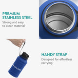 NEW Navaris Stainless Steel Water Bottle - 44 fl oz (1.3 Litre) Capacity Jug - Large Metal Drink Bottle for Sports or Camping - Gym Canteen for Drinks - Hydrate on The Go - Green