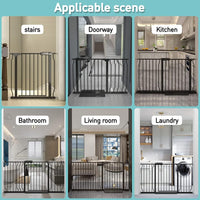 NEW WAOWAO Baby Gate 48.03-52.76inch Extra Wide Pressure Mounted Walk 49 50 51 52 Inches Through Swing Auto Close Safety Black Metal Toddler Kids Child Dog Pet Puppy Cat for Stairs, Doorways, Kitchen (Black, 48.03-52.76"/122-134cm), Retails $154+