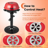 NEW Retails $150, COSTWAY Electric BBQ Grill, Portable Grill with Metal Cooking Grilling Rack, Detachable Temperature Control & Removable Grease Collector, Outdoor Freestanding Grill for Camping & Tailgating (Red)