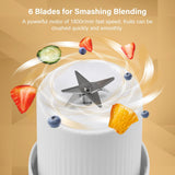 NEW Hosioe Portable Mini Electric Blender 420ml Juicer Cup 6 Blades for Smoothie Milkshake Juice Baby Food Built-in Rechargeable Battery for Travel Sports Kitchen Office Outdoors, White