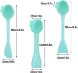 NEW Silicone Facial Cleansing Brush 3 Pack, Beomeen 4 in 1 Handheld Face Scrubber for Deep Gentle Exfoliating, Double-Ended Face Wash Scrub Brush for Face Skincare and Massage (Green)