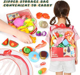 NEW Cutting Pretend Play Food with Bag 41 Pcs Food Toy Kitchen Set Kids Educational Toy