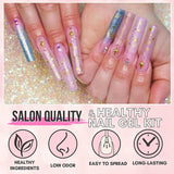 NEW All in one Makartt Poly Glitter Nail Extension Gel Kit with UV LED Nail Lamp 24W, 16 Accessories!