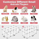 NEW Retails $80, 24 Panels Portable Small Animals Playpen, 48"x 24"x 28" Transparent Pet Playpen, Portable Plastic Enclosure, Puppy Play Pen for Indoors Outdoor Pet Fence for Guinea Pigs, Bunny, Ferrets, Hamsters, Hedgehogs