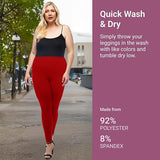 NEW SATINA Leggings for Women - Soft Women’s High Waisted Leggings, Full Lengths w/Pockets, Red, One Size