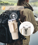 NEW Water Bottle Carrier Bag with Phone Pocket for Stanley 40/30 oz Tumbler Neoprene Water Bottle Holder Pouch with Adjustable Strap Bollus with Straw Cover & Carabiner for Stanley Cup Accessories, Cream