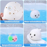 NEW Rechargeable Light Up Whale Bath Toys for babies & kids 6 Months+, Whale Sprinkler Spray Water Pool Bathtub Toy