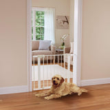 NEW Safety 1st Auto-Close Pressure-Installed Metal Gate with Magnetic Latch - Fits 29-38" Wide, 28" Tall, Includes 2 Extension Panels and 4 Wall Cups, Great for Babies and Pets, White, Retails $80