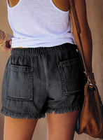 NEW Acelitt Women Comfy Drawstring Casual Elastic Waist Pocketed Shorts Pants, Black, Sz XL