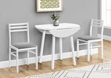 New Retails $254+ Assembled dining set Monarch Specialties, 3pcs Set, Small, 35" Drop Leaf, Kitchen, White Metal and Laminate, Grey Fabric, Contemporary, Modern, few marks from transport shown in pics!