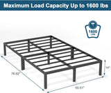 NEW Retails $140 Mr IRONSTONE Full Bed Frame, 14 Inch Metal Platform 1600lb Load-Bearing Heavy Duty Steel Slat Support with Large Storage Space, Anti-Noise Foam Stickers, No Box Spring Needed, Non-Slip, Easy Assembly