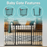NEW WAOWAO Baby Gate 48.03-52.76inch Extra Wide Pressure Mounted Walk 49 50 51 52 Inches Through Swing Auto Close Safety Black Metal Toddler Kids Child Dog Pet Puppy Cat for Stairs, Doorways, Kitchen (Black, 48.03-52.76"/122-134cm), Retails $154+