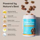 NEW TriOak Flea and Tick Prevention for Dogs Chewable: Natural Soft Dog Treats, Oral Pet Treatment for Dogs Health & Immunity - Daily Supplement & Repellent Chews for Small, Large Dog, Puppy Flea & Tick Control, BB: 07/26