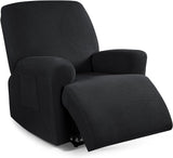 NEW TAOCOCO Recliner Cover 4-Pieces, Recliner Stretch Sofa Slipcover, Recliner Cover 1 Seater, Couch Protector Soft, Furniture Protector Covers with Elastic, Chair Covers Jacquard Pattern (Black)