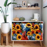 NEW Retails $80, Peel and Stick Wallpaper Rooster Sunflower Wallpaper Removable Contact Self Adhesive Decorative Wallpaper for Wall, Cabinets, Bedroom 17.3"W x 236"L
