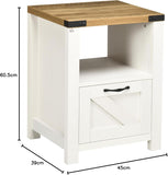 NEW Retails $125, HOMCOM Farmhouse End Table Side Table Nightstand, White