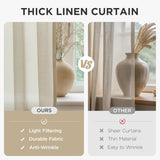 NEW Retails $66, Joydeco Curtains, 52x108 Inches Long, 2 Panels Set, Farmhouse Drapes for Living Room, Semi-Blackout, Linen-Polyester, Ivory on Linen, Rod Pocket