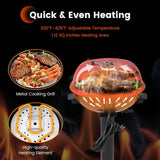 NEW Retails $150, COSTWAY Electric BBQ Grill, Portable Grill with Metal Cooking Grilling Rack, Detachable Temperature Control & Removable Grease Collector, Outdoor Freestanding Grill for Camping & Tailgating (Red)