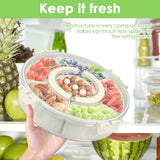 NEW Divided Rotating Serving Tray with Lid and Handle, Container for Fruits Snacks Veggie Charcuterie, Snack Spinner Organizer, Snack Trays Serving Tray with Lid