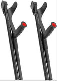 NEW Retails $150, KMINA - Folding Carbon Fiber Crutches (Open Cuff), Adjustable Forearm Pair, Adults, Black
