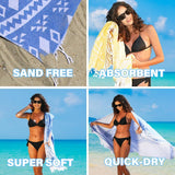 NEW Retails $55, Blue Turtle Turkish Beach Towel Quick Dry Absorbent Cotton Lightweight Thin Bathroom Bath Pool Swim Towels Extra Large Oversized Sand Free Beach Accessories Essentials Stuff Cloud Adults Gift