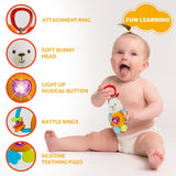 NEW KiddoLab Bunny Teething Toy for Infants & Babies - Sensory Chew & Fine Motor Skills Rattle Toy - For Ages 3 Months+