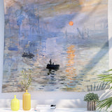 NEW Berkin Arts Decor Tapestry for Wall Hanging Premium Polyester Fabric Backdrop Impressionism Sunset Seascape 59.1 x 78.7 Inch (Rising Sun by Claude Monet)