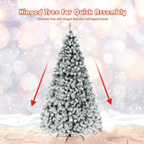 NEW Retails $245, COSTWAY 9 FT Pre-Lit Christmas Tree, Snow Flocked Hinged Xmas Tree with 1498 Branches Tips & 550 LED Lights, Metal Stand, Artificial Pine Lighted Holiday Tree for Home Office Decorations