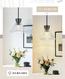 NEW Retails $90, Black Pendant Light, HWH 1-Light 11-Inch Adjustable Hanging Light Fixture, Kitchen Pendant Light with Clear Striped Glass, Matte Black Finich, 5HZG108MIL BK