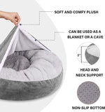 NEW Retails $45, MICOOYO Cozy Cave Dog Bed, Burrowing Dog Beds with Blanket Attached, Snug BeanBag Style Hooded Pet Cuddler Bed for Dogs and Cats, Small, Grey