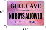NEW Retails $46, Rogue River Tactical Funny Girl Cave Metal Tin Sign Wall Decor Bar Daughter Pink No Boys Allowed Bedroom Door