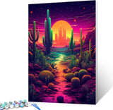 NEW Tucocoo Cactus Paint by Numbers Kits 16x20 inch Canvas DIY Digital Painting for Adults with Brushes and Acrylic Pigment-Desert Landscape Colourful Modern Style for Home Wall Decor (Frameless)