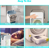 NEW Retails $80, Portable Air Conditioner, 4 in 1 Evaporative Air Cooler with 600ml Water Tank, 2/4/6H Timer 2 Cool Mist & 4 Speeds, 7 Colors Light 120° Oscillation Mini Air Cooler Fan for Personal Space in Room, Office, Bedroom