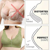 NEW Hiufer Lily Bras for Older Women Front Close Wireless No Wire Padded, Lily Zero Feel Lace Full Coverage Front Closure Bra, Beige, Fits XL/1X