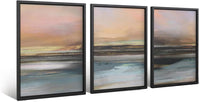 NEW Retails $81, Set of 3 Coastal Framed Wall Art Paintings 16 x 24 Inch each frame, Modern Abstract Shapes Wall Decor for Living Room Bedroom Office Home