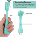 NEW Silicone Facial Cleansing Brush 3 Pack, Beomeen 4 in 1 Handheld Face Scrubber for Deep Gentle Exfoliating, Double-Ended Face Wash Scrub Brush for Face Skincare and Massage (Green)