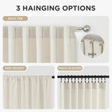 NEW Retails $66, Joydeco Curtains, 52x108 Inches Long, 2 Panels Set, Farmhouse Drapes for Living Room, Semi-Blackout, Linen-Polyester, Ivory on Linen, Rod Pocket