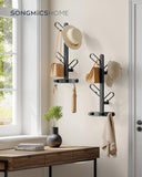 NEW SONGMICS HOME Set of 2 Coat Hooks Wall Mount, Wall Hooks, Branch-Look Racks with 14 Hooks, Ball Tips, for Clothes, Hats, Bags, Ink Black URCR036B01