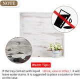 NEW Retails $60+, Hanobe Square Large Ottoman Tray: Extra Large Serving Tray with Handles Rustic Wood Whitewash Decorative Coffee Table Trays Farmhouse Home Decor for Living Room Kitchen Counter 21"