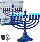 NEW RITE LITE LED Menorah, Blue, Blue Bulbs, MULTIFUNCTIONS, UL,14"x15", COLRBX - Retails for $105!