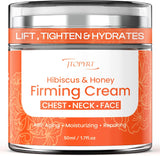 NEW Hibiscus and Honey Firming Cream: 50ml Anti-Aging Face Cream Reduces Wrinkles and Dryness Organic Neck Creams for Tightening and Firming Suitable for Face Shoulders and Neck, EXP: 04/06/2028