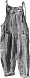 NEW Retails $51, CHARTOU Women Oversized Summer Casual Black plaid Cargo Jumpsuit Wide Leg Bib Overall Striped Linen Pants Dungarees Pocket, Tag says 2X/fits like XL/1X