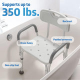 NEW Medline Shower Chair Bath Seat with Padded Armrests and Back, Great for Bathtubs, Supports up to 350 lbs, Retails $94