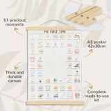 NEW Beautifully Illustrated Complete Baby Keepsake for Recording Every Moment of Baby Growth, Baby Room Decor Poster My First Times, Baby Milestone Cards, Date Stamp, Baby Inkless Footprint Kit