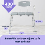 New in box! Retails $140+ Medline Transfer Bench with Back, Grey, offers easy access and lasting support for secure, comfortable bathing!